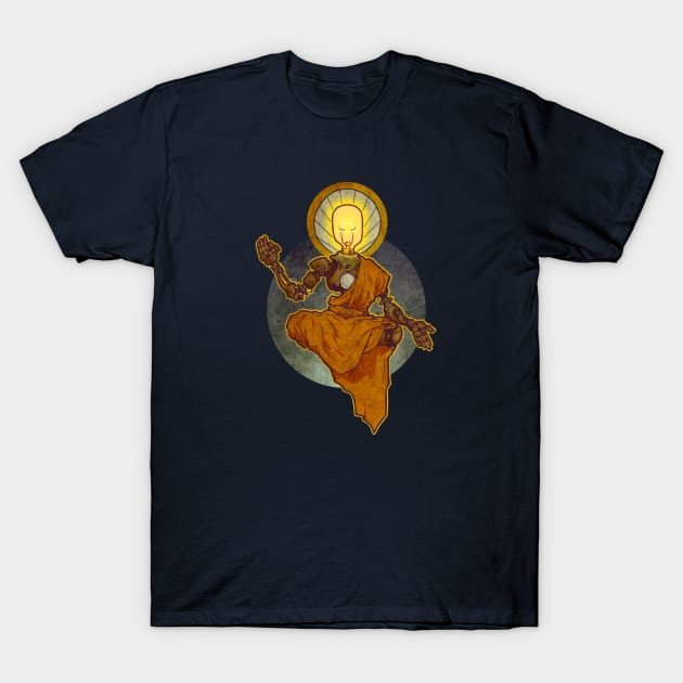 Mechanical Monk of Enlightenment T-Shirt by sketchboy01